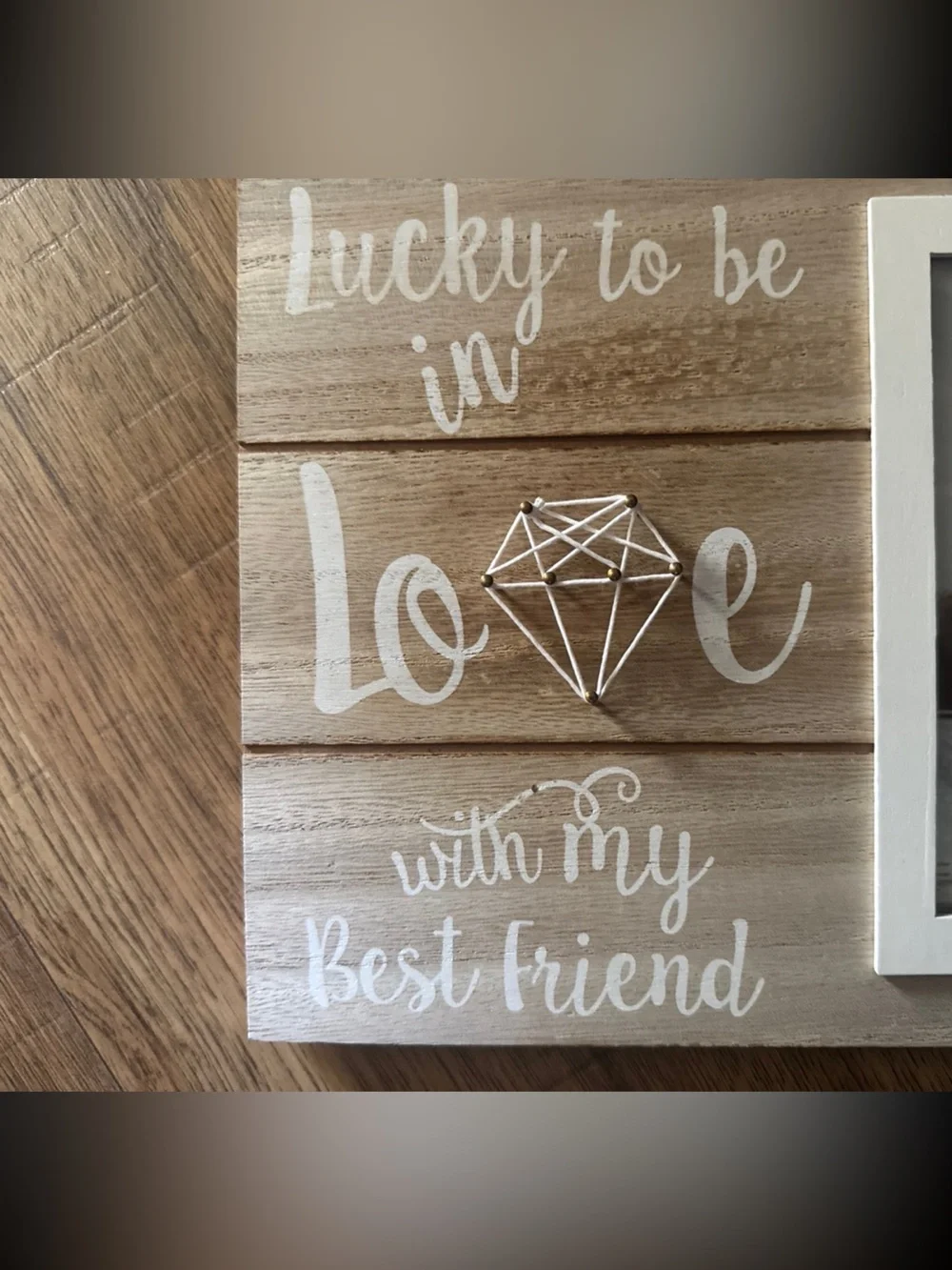 Rustic Love Wooden Photo Frame - White & Natural